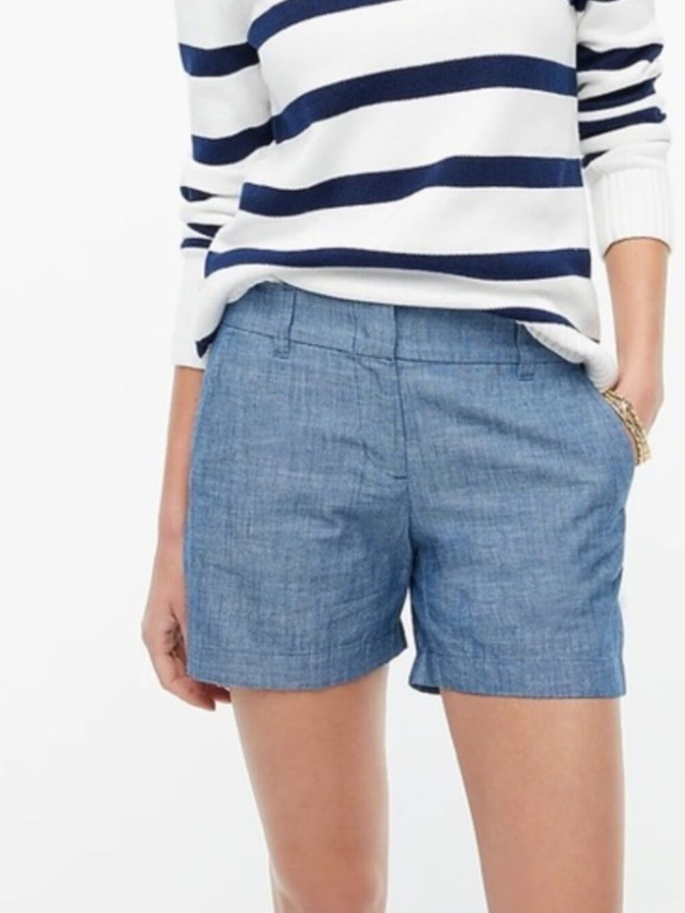 J. Crew 5" Classic Chambray Shorts Preppy Nautical Casual Summer Women's 12